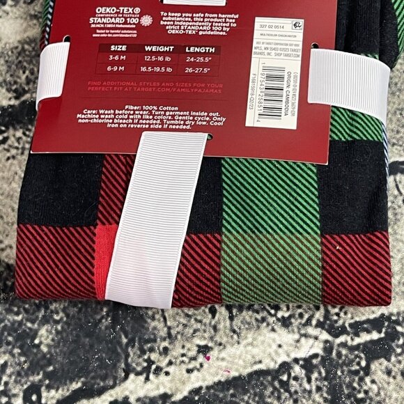 Wondershop Baby 3-6 Months 1 Piece Zip Family Sleep Black Red Green Plaid - Picture 8 of 8